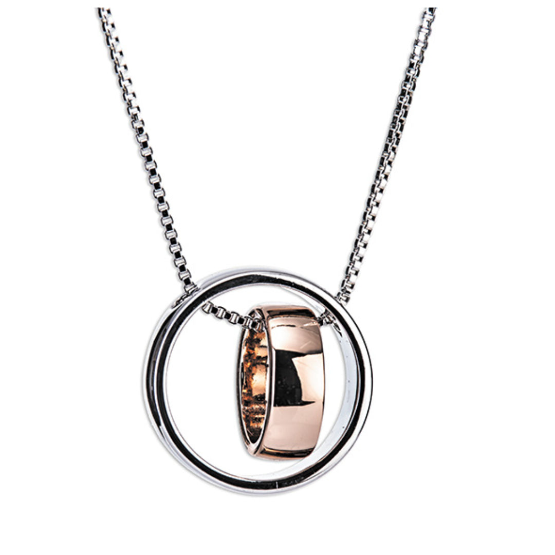 Newgrange Living Ring Pendant - Silver and Rose Gold | 600009