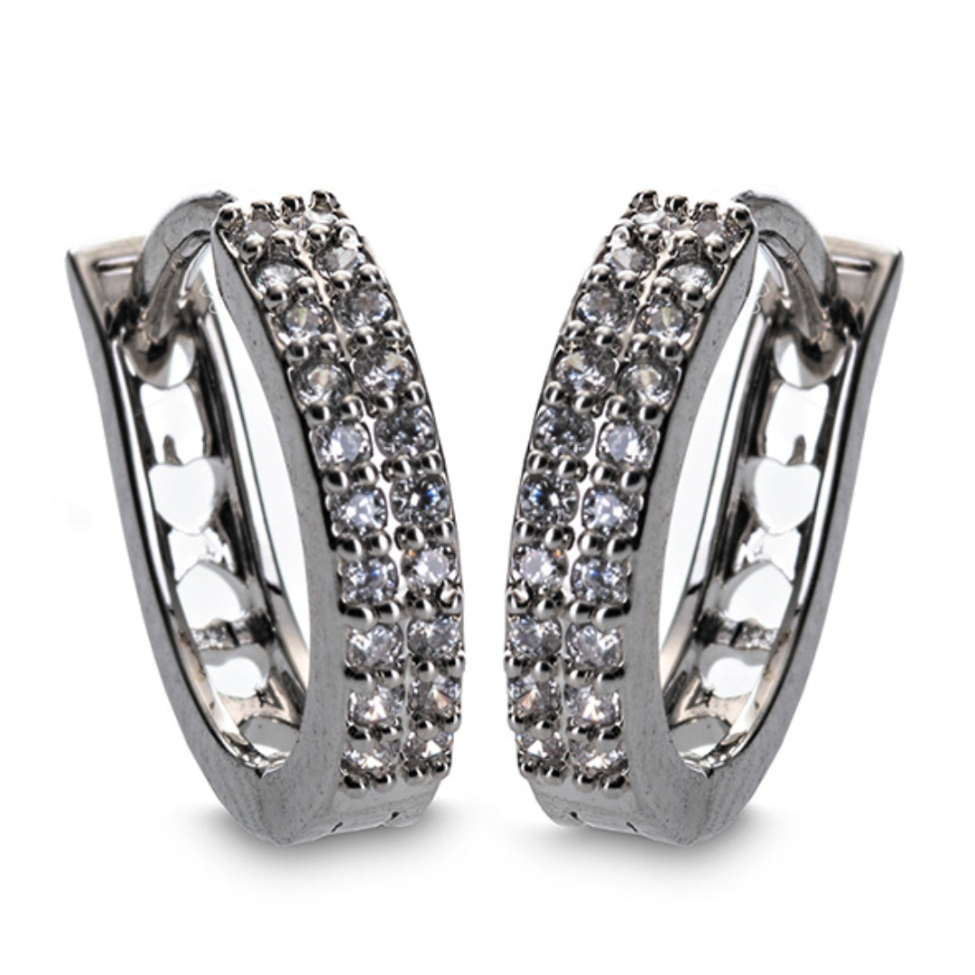 Newgrange Living Diamante Hoop Earrings - Silver | 600025