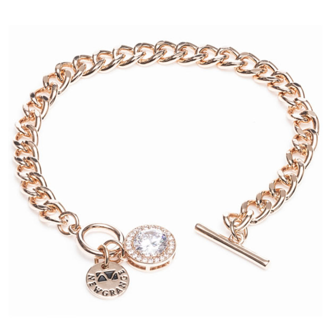 Newgrange Living White Stone and Diamante Bracelet - Rose Gold | 600077