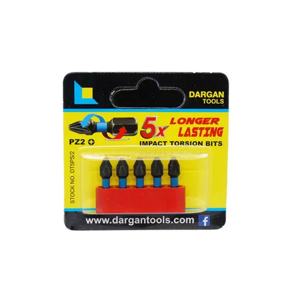 Dargan 5 Piece Pozi 2 PZ2 Torsion Bit Set | DT5PS/2