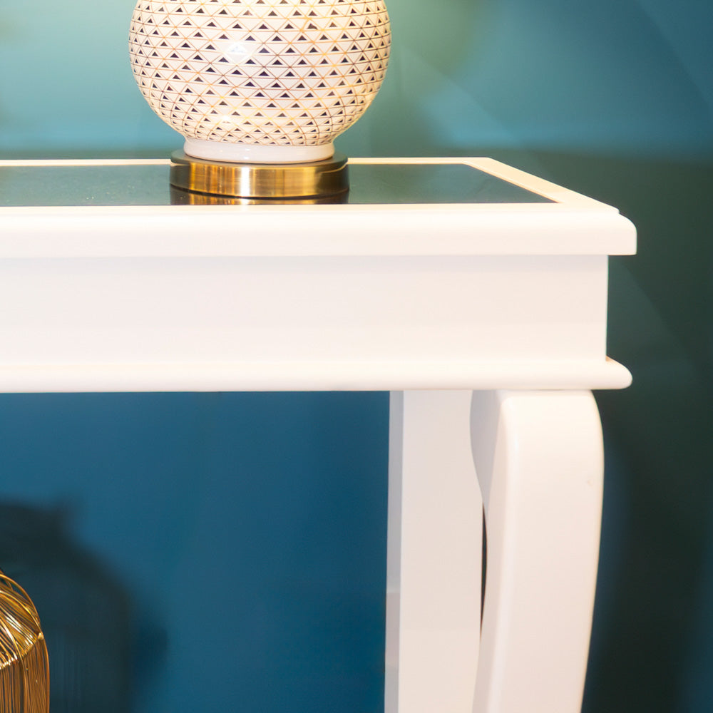 Tara Lane Scroll Console Table with Antique Mirror 120cm - Ivory | TL5922