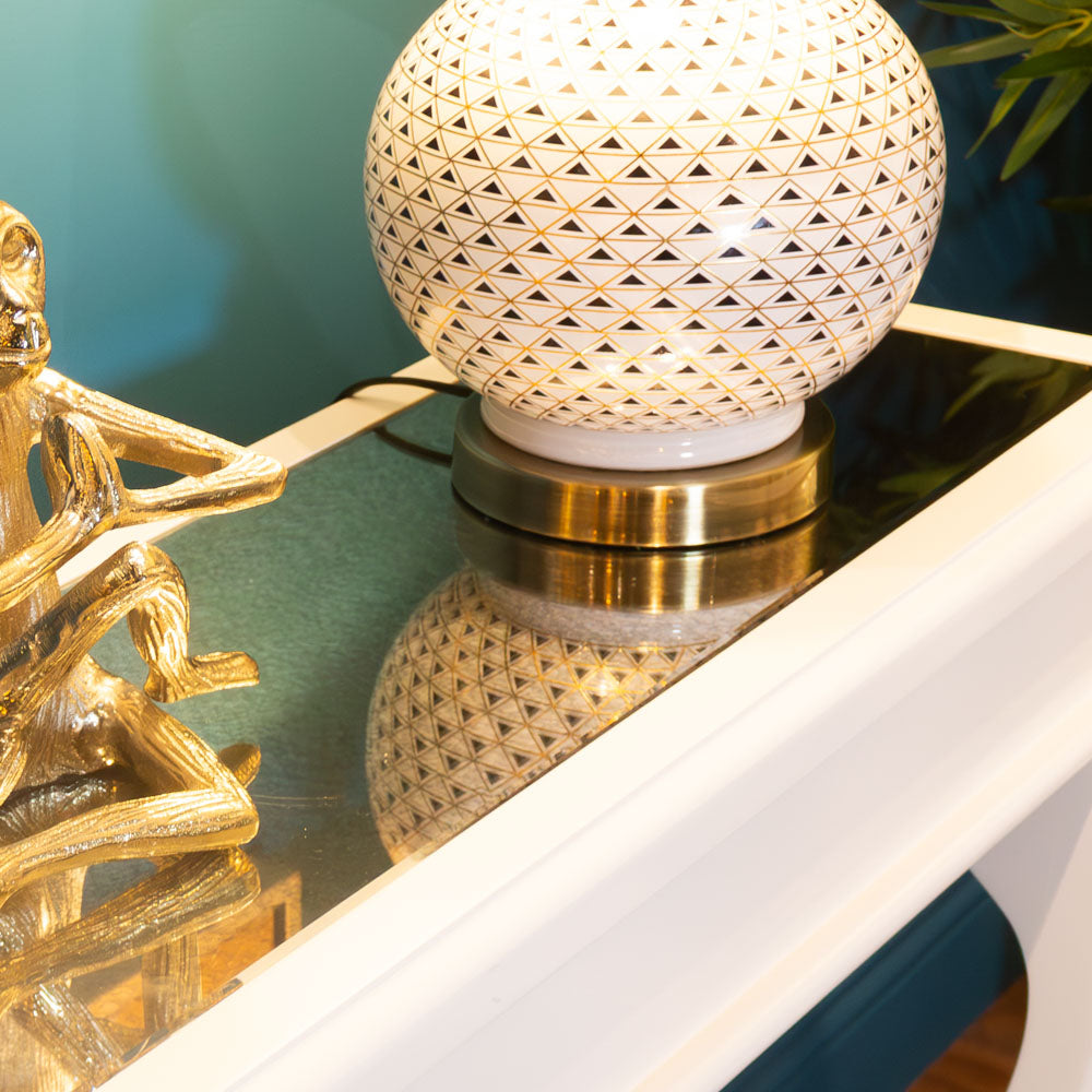 Tara Lane Scroll Console Table with Antique Mirror 120cm - Ivory | TL5922