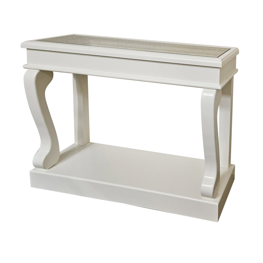 Tara Lane Scroll Console Table with Antique Mirror 120cm - Ivory | TL5922