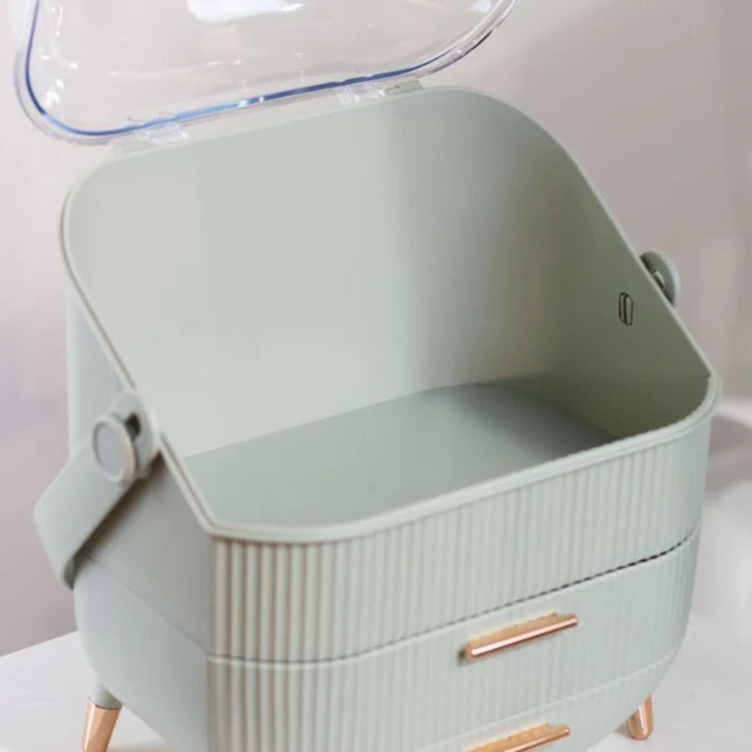 Tara Lane Cosmetics Makeup Storage Box 2 Drawer - Duck Egg | TL6643