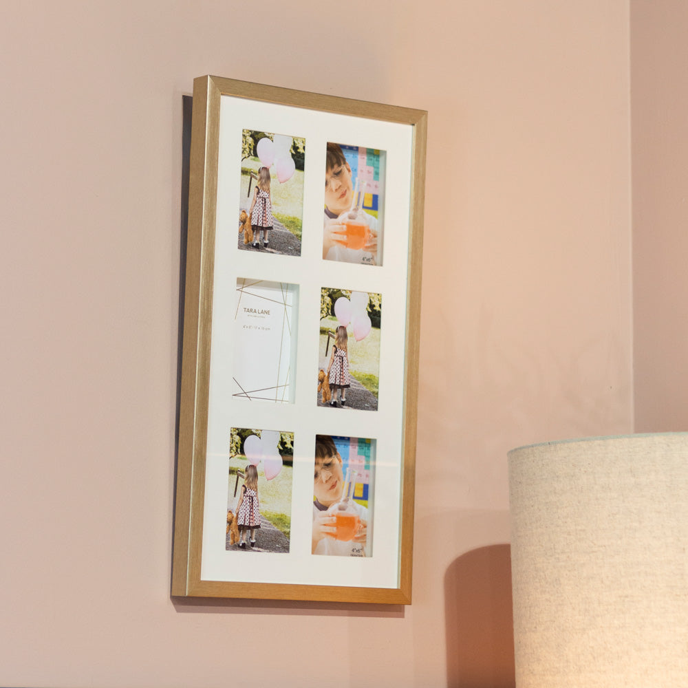 Tara Lane Gallery Collage 6 Picture Photo Frame 4 x 6 - Champagne | TL6669