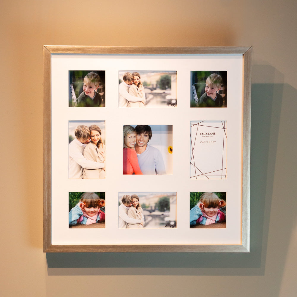 Tara Lane Gallery Collage 9 Picture Multi Photo Frame - Champagne | TL6671