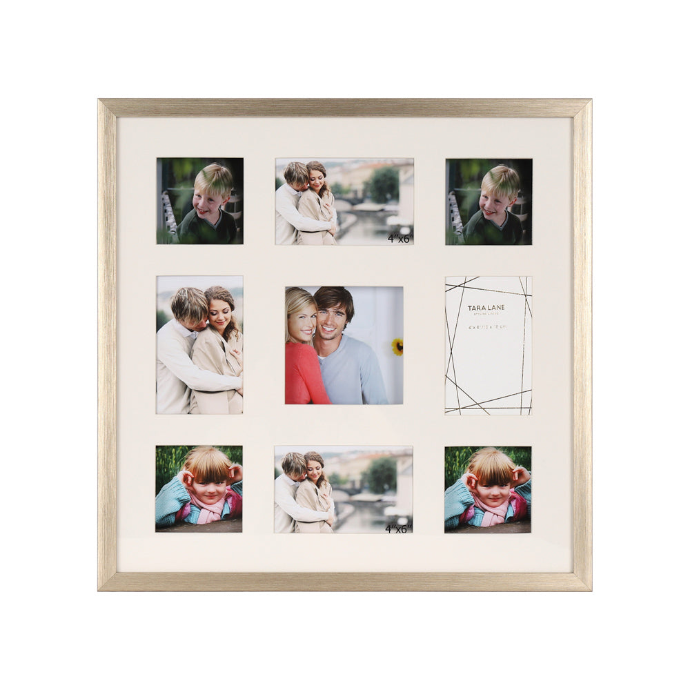 Tara Lane Gallery Collage 9 Picture Multi Photo Frame - Champagne | TL6671