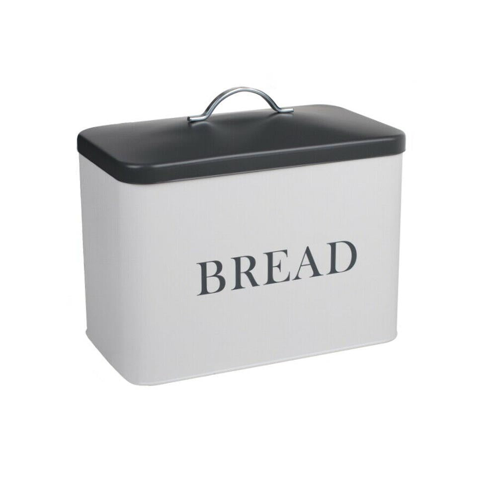 Dunlevy Lift Lid Bread Bin 34cm - White with Grey Lid | TE1006