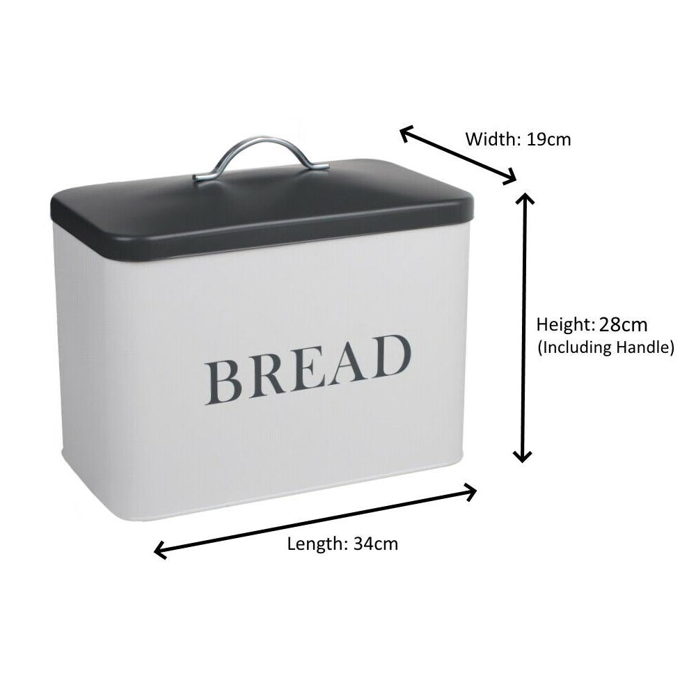 Dunlevy Lift Lid Bread Bin 34cm - White with Grey Lid | TE1006