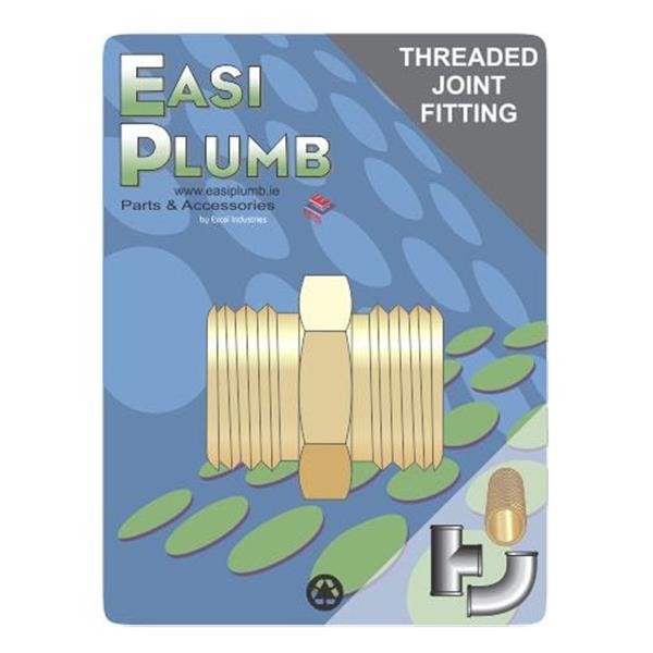 Easi Plumb 1/2 Inch Brass Hexagonal Nipple | Pipe Joiner