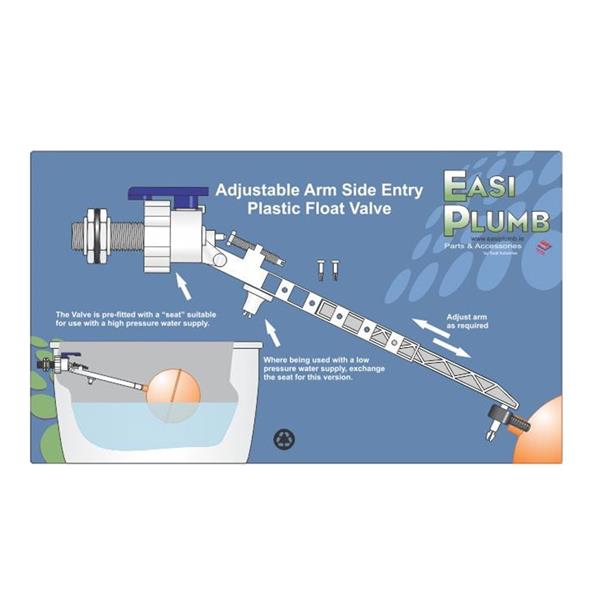 Easi Plumb 1/2" Side Entry Adjustable Arm Float Valve | EP12BVPSA
