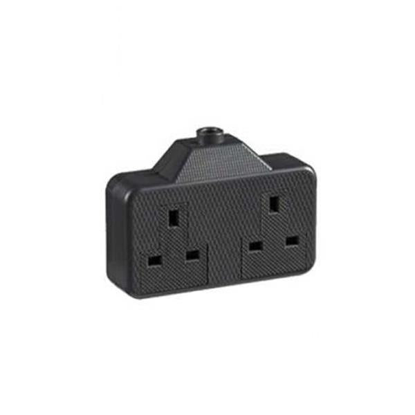 Powermaster 2 Gang Black Rubber Trailing Socket | 1738-06