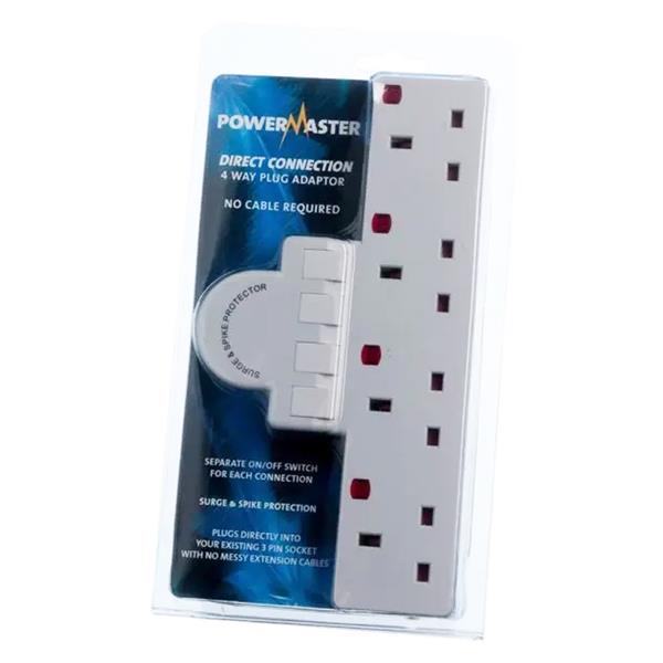 Powermaster 4 Gang Surge Adaptor Switched | Surge Plug