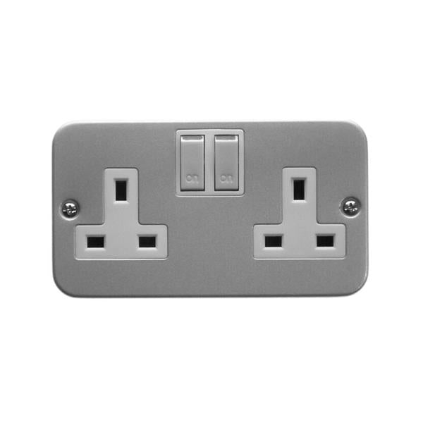 Powermaster 2 Gang 13A Switched Metal Socket & Box | Double