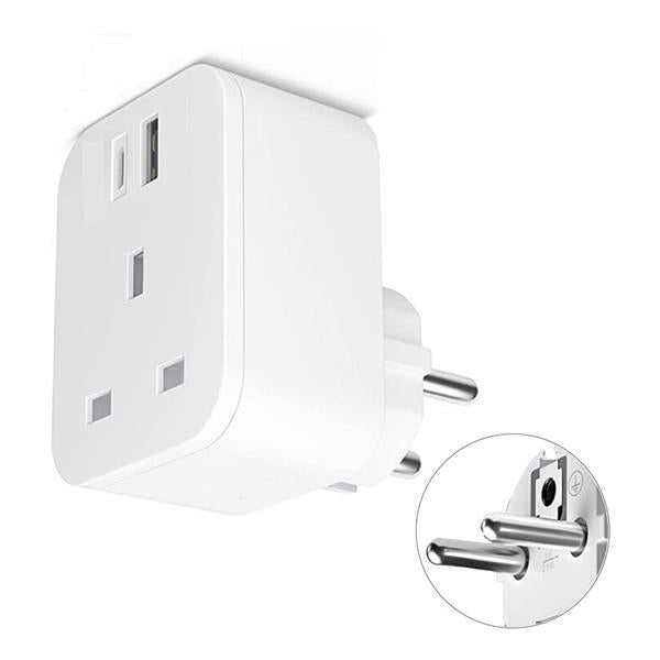 Powermaster Euro European Travel Adaptor with USB ( USB A and USB C ) | 1842-06