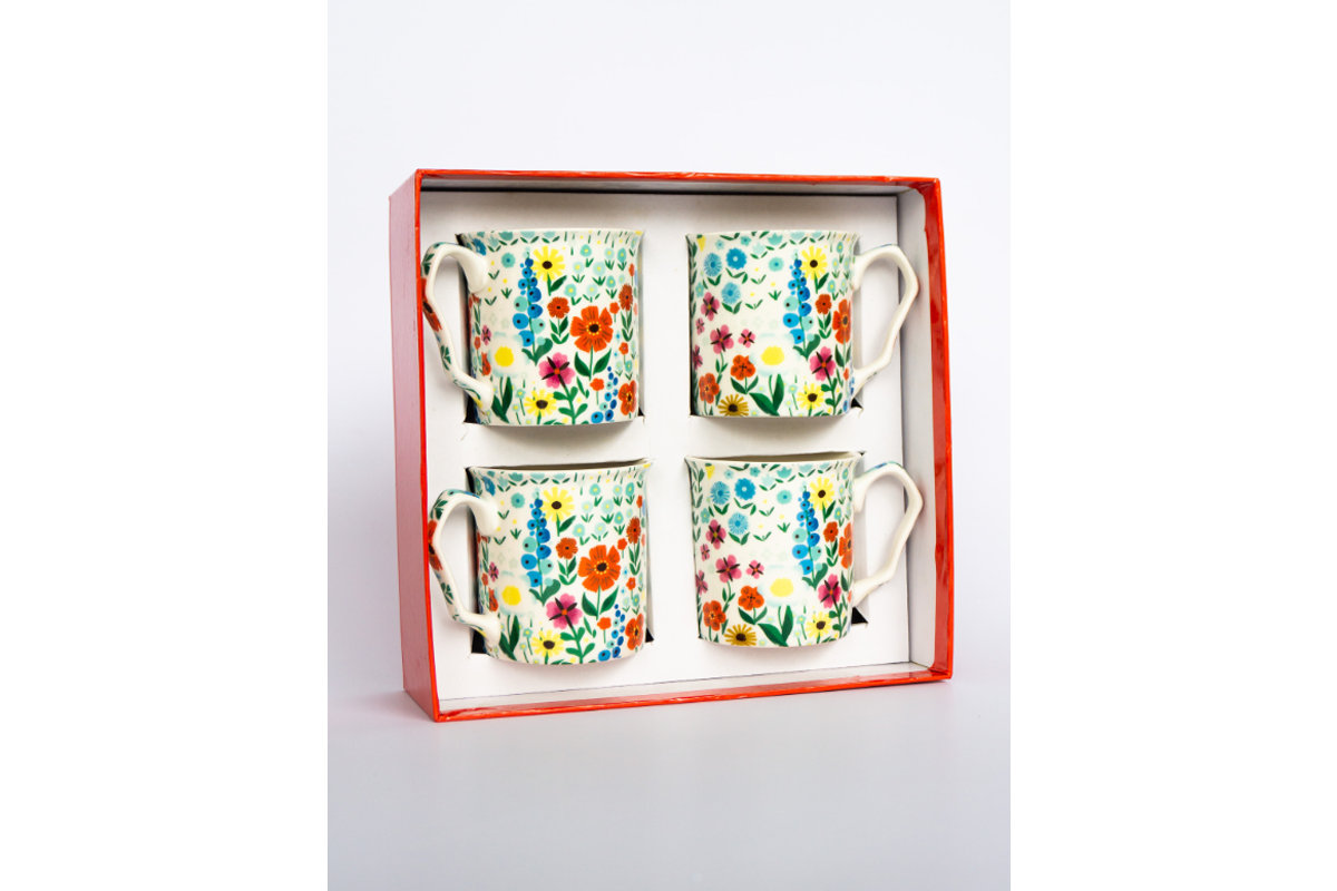 Shannonbridge Pottery Sarah’s Cottage 4 Piece Mug Set