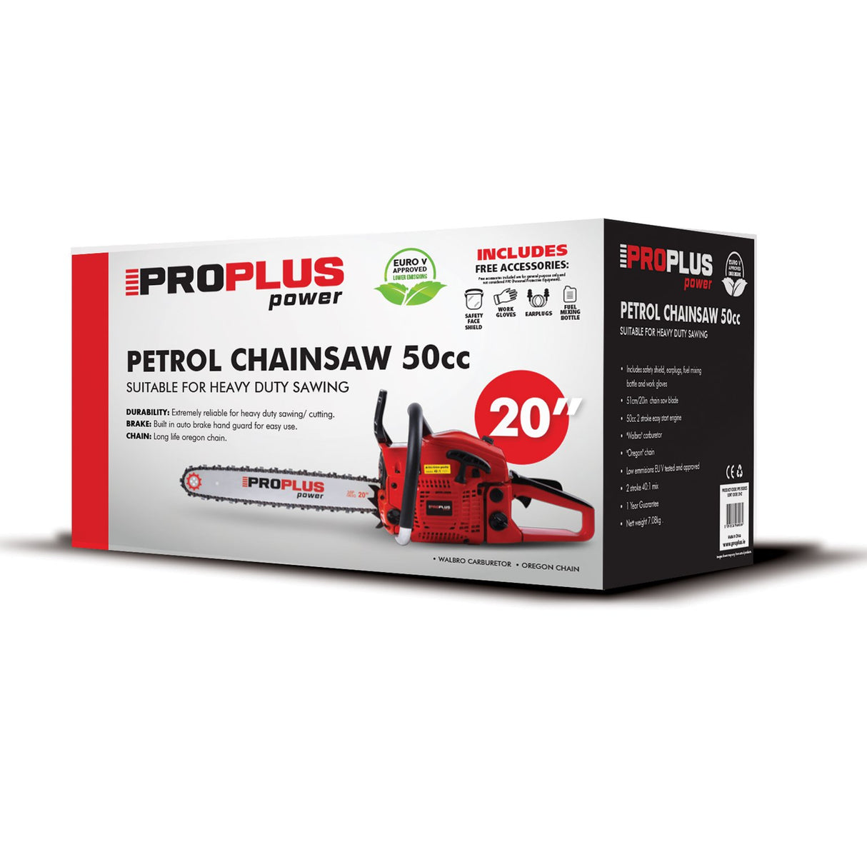 ProPlus 20" (51cm) Petrol Chainsaw 50cc | PPS5020CS