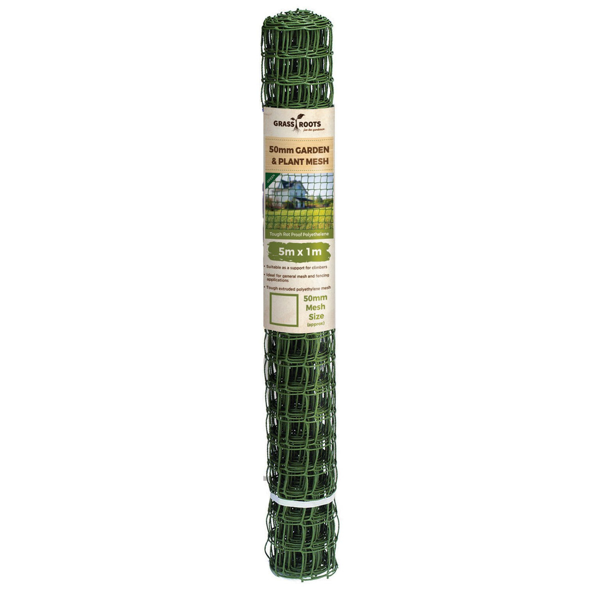 Grass Roots Garden & Plant Mesh Fencing 5 Metre x 1 Metre 50mm - Green Plastic | GRT968000