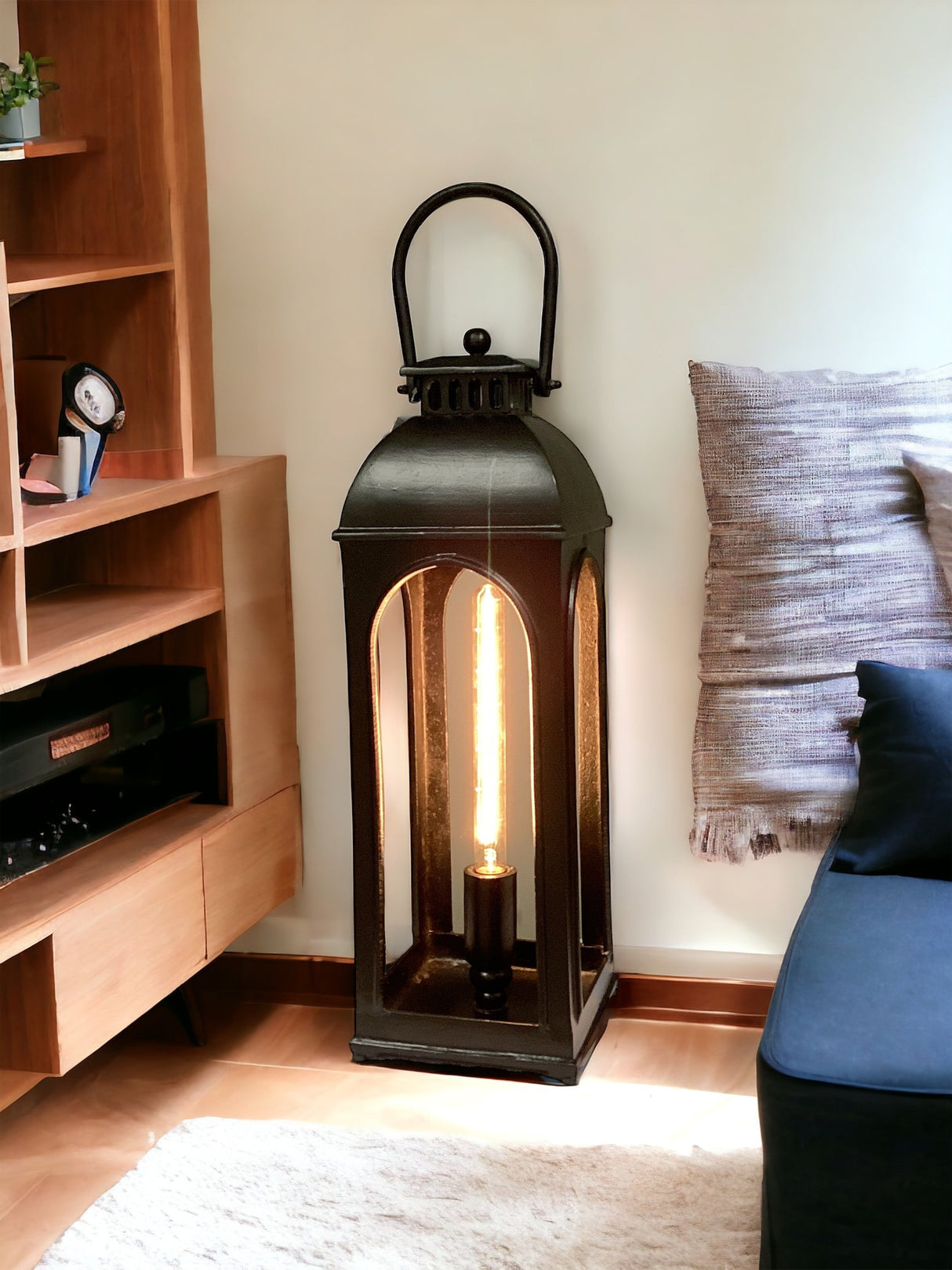 Macquillan Handmade Cast Aluminium Lantern Lamp 26 Inch - Matt Black | MQG5470