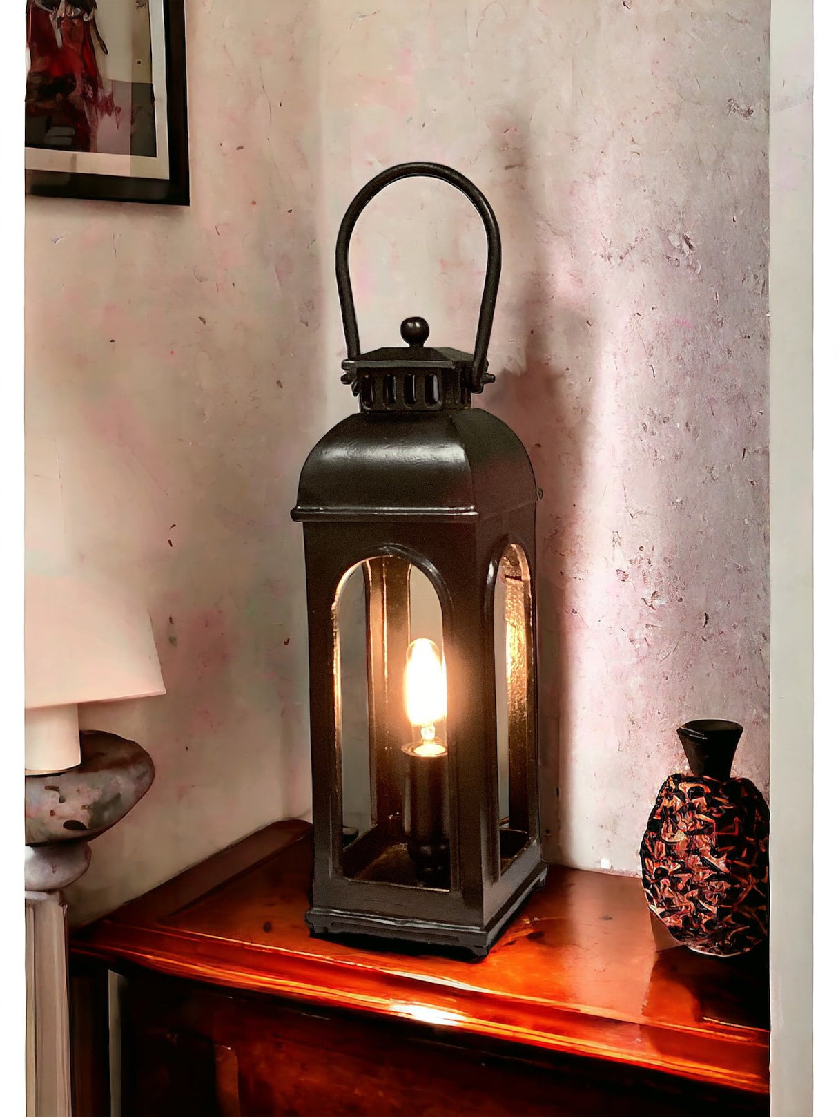 Macquillan Handmade Cast Aluminium Lantern Lamp 19.5 Inch - Matt Black | MQG5471