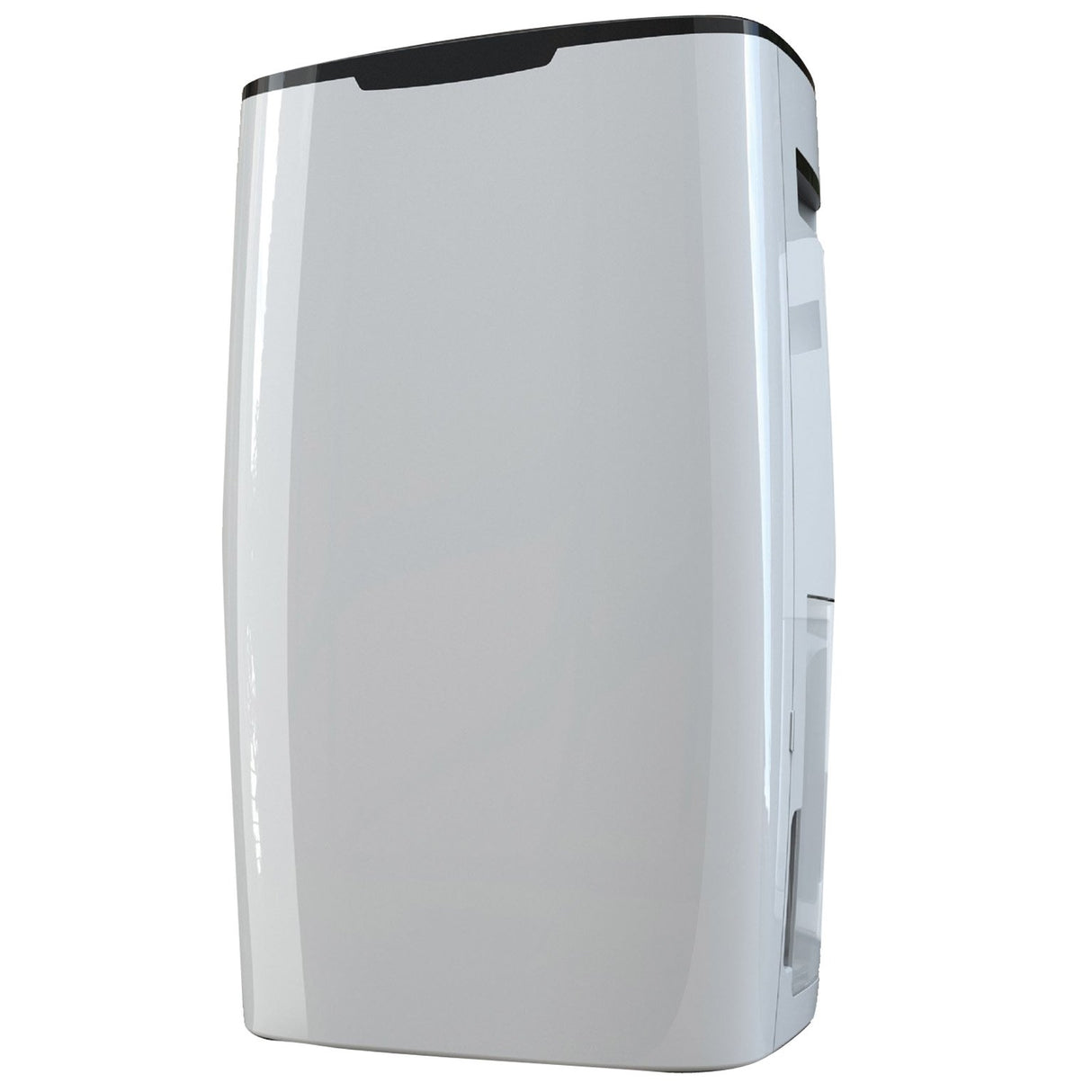 A white De Vielle Premium Portable Dehumidifier with a LED display and various control settings.