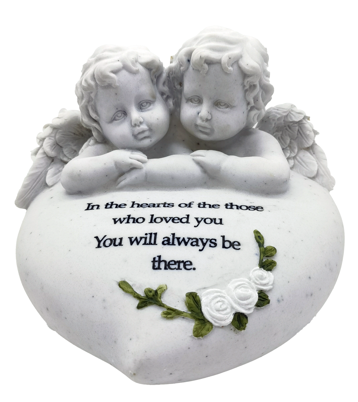 WGP Angels on Heart Stone with Verse & Rose Decoration Grave Ornament | 6202