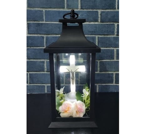 WGP Lantern with White Cross LED 27cm - Black | 6212