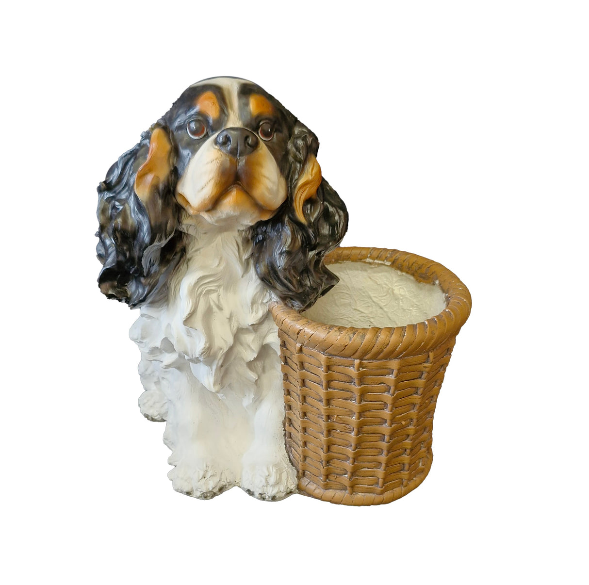 WGP Cavalier King Charles Dog Garden Planter with Basket | G0442