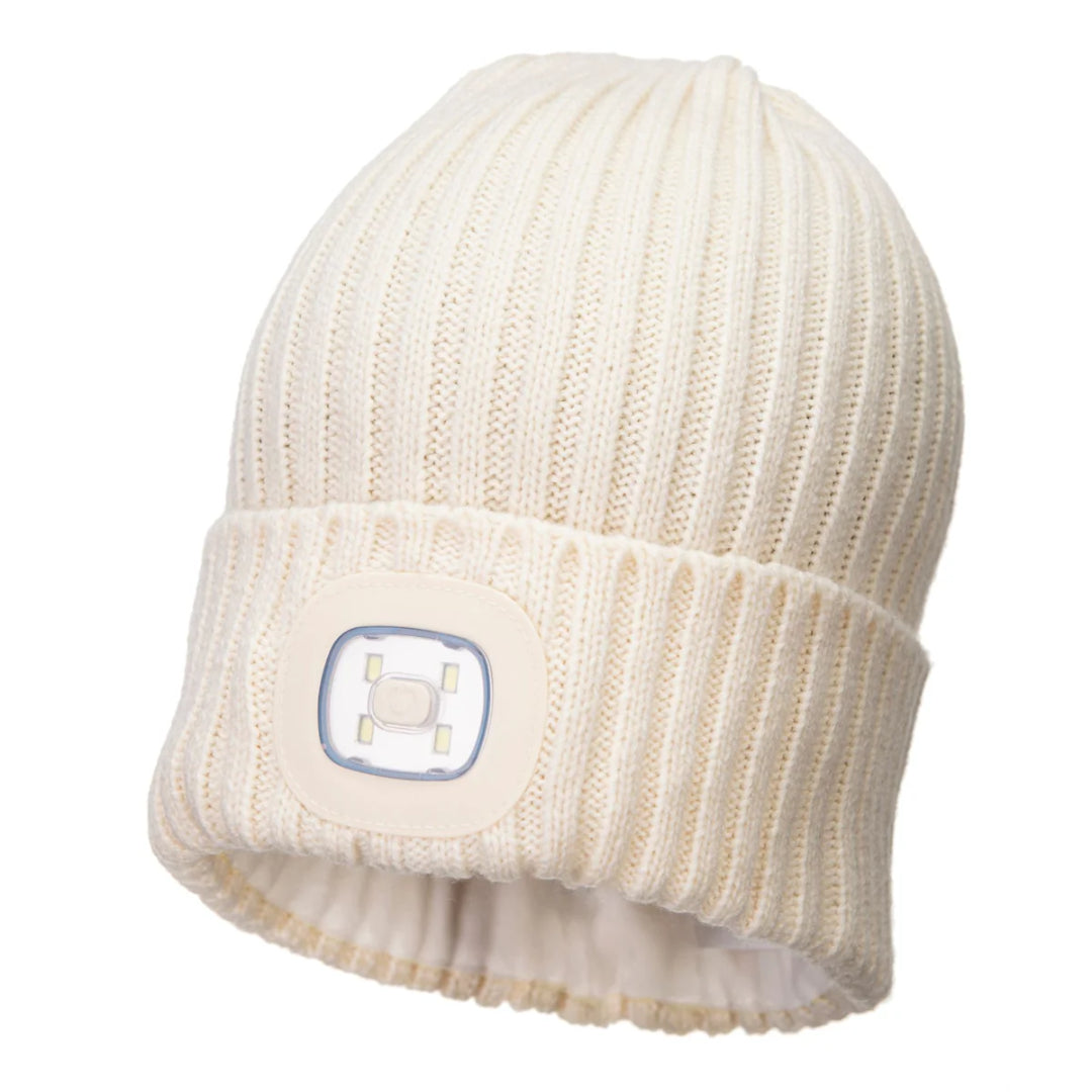 Portwest Dromoland Rechargable LED Beanie Hat - Cream | WP42CMR