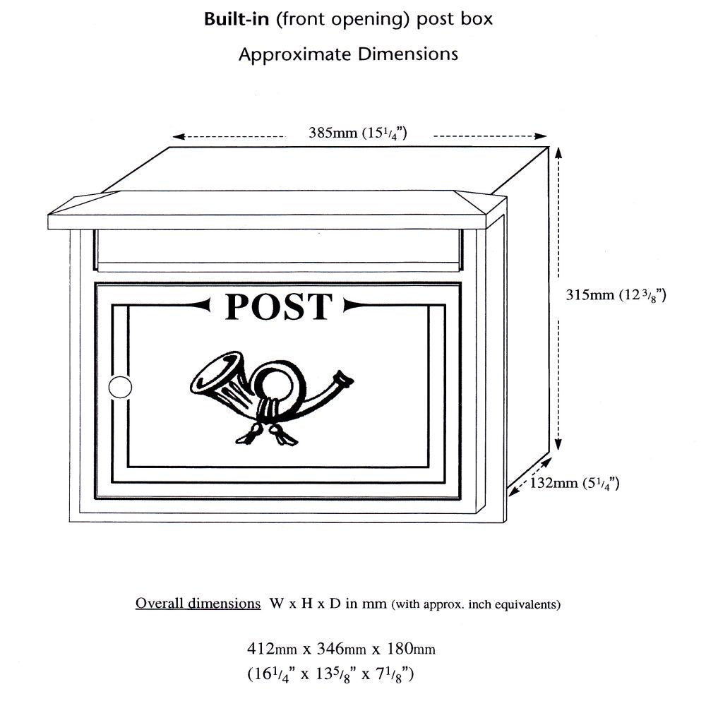 Paprika The Liffey Built-In Cast Aluminium Letterbox Postbox - Antique Black