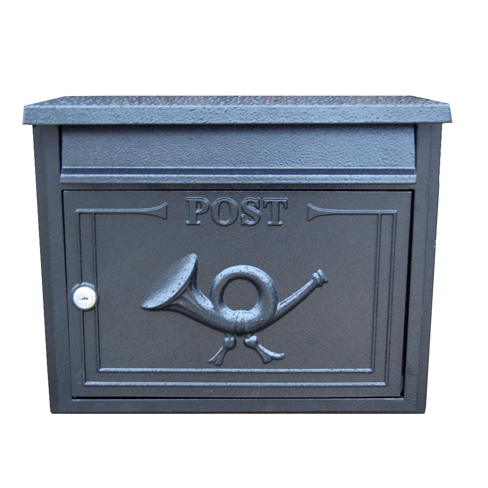 Paprika The Liffey Built-In Cast Aluminium Letterbox Postbox - Graphite Black