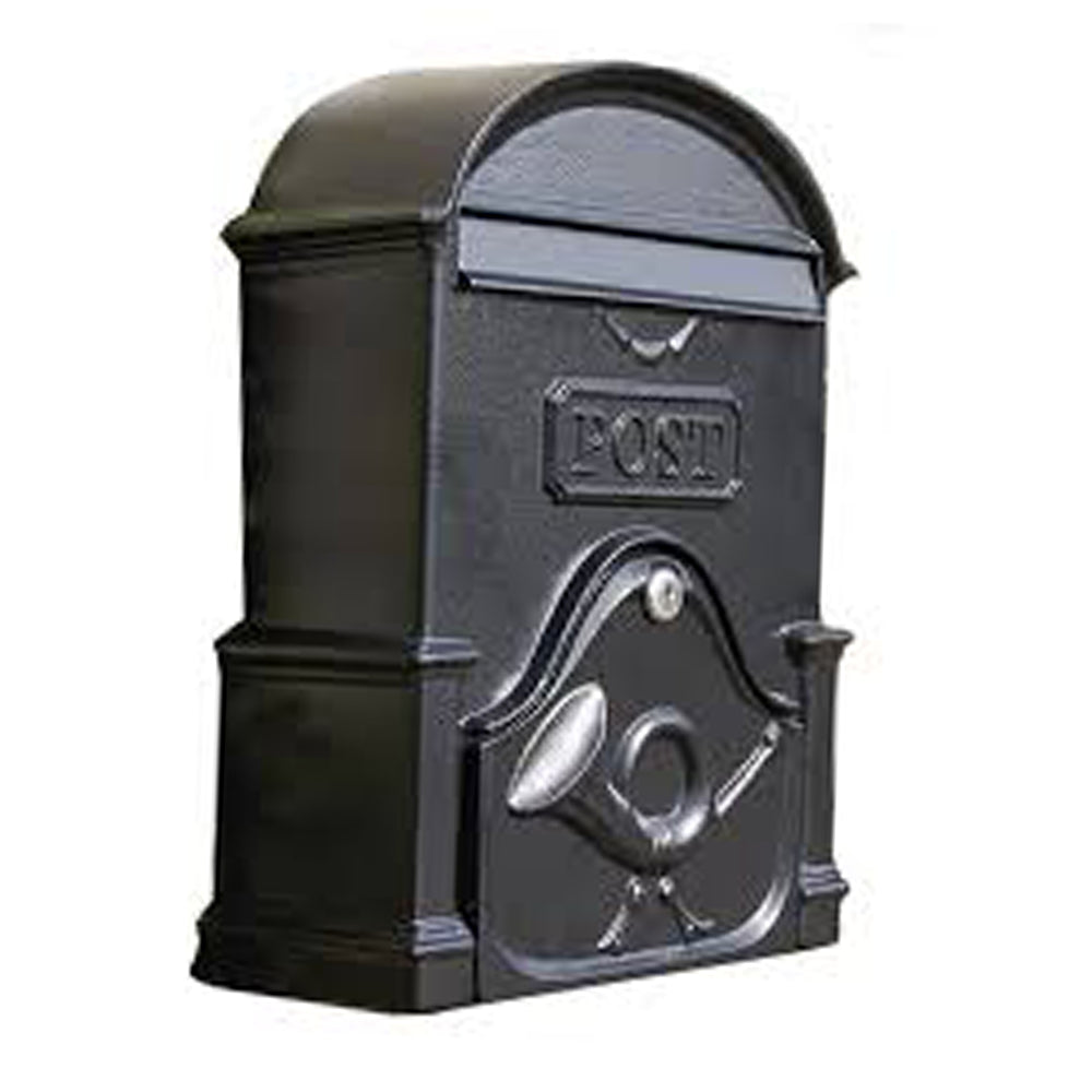 Paprika The Moy A4 Deep Cast Aluminium Letterbox Postbox - Graphite Black