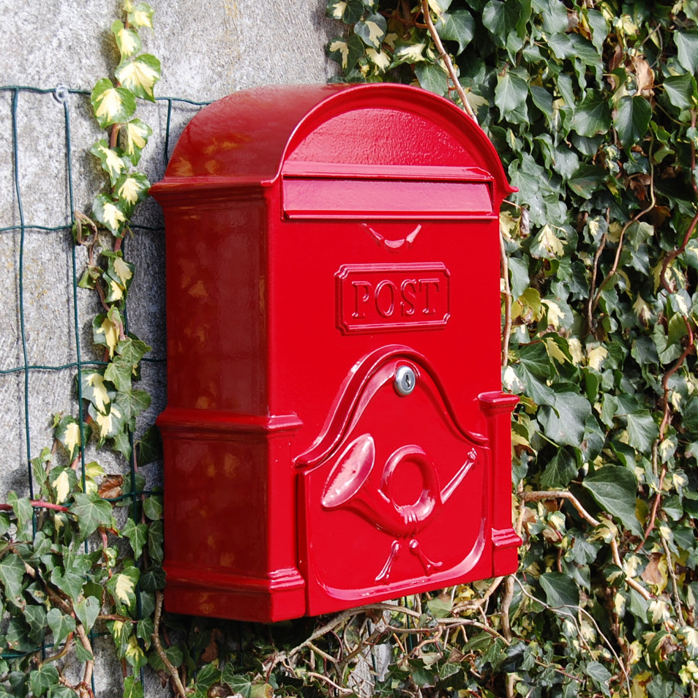 Paprika The Moy A4 Deep Cast Aluminium Letterbox Postbox - Ruby Red