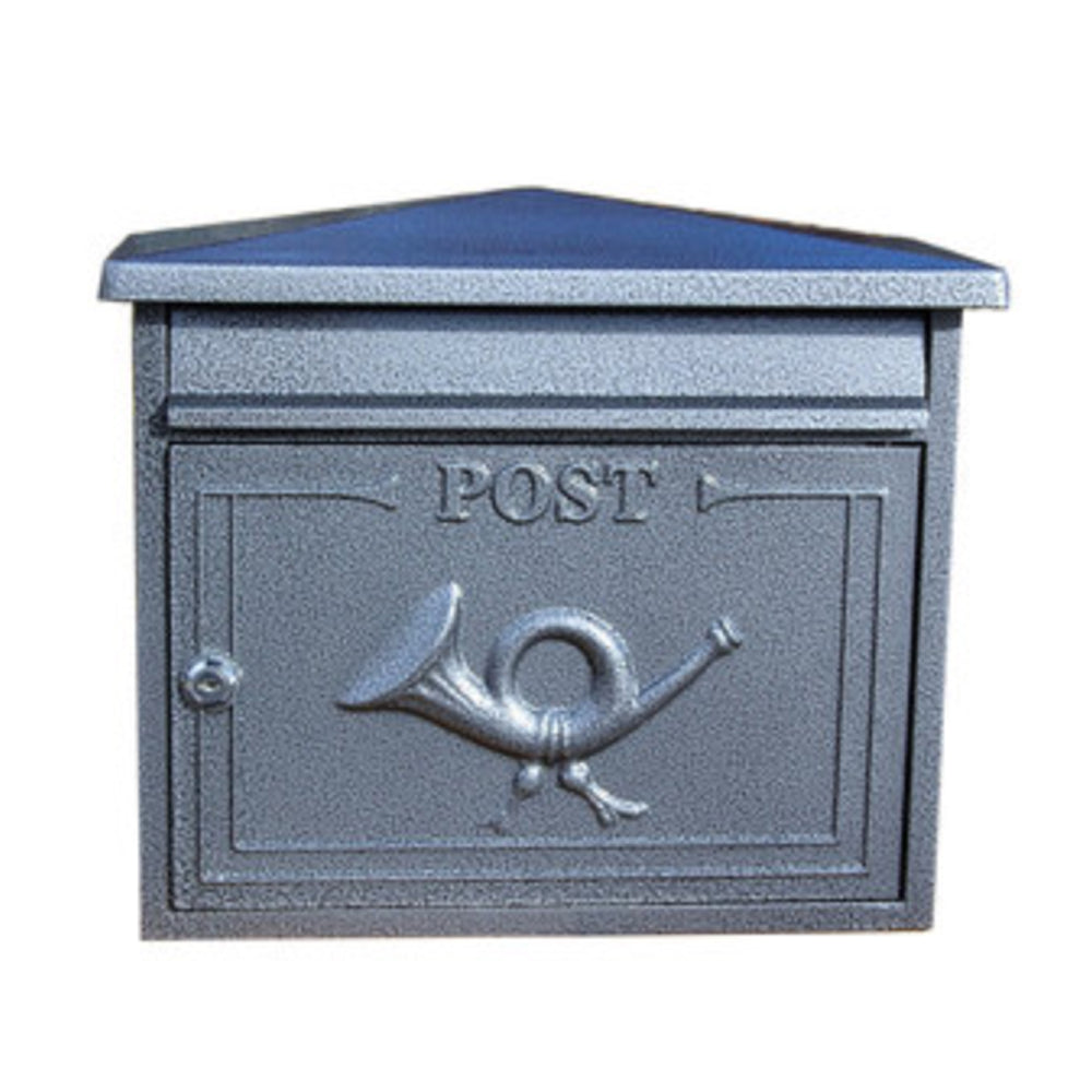 Paprika The Shannon Cast Aluminium Letterbox Postbox - Antique Silver