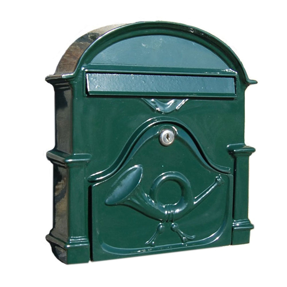 Paprika The Al Small Cast Aluminium Letterbox Postbox - Fir Green