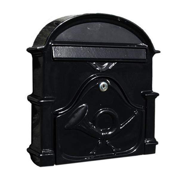 Paprika The Al Small Cast Aluminium Letterbox Postbox - Gloss Black
