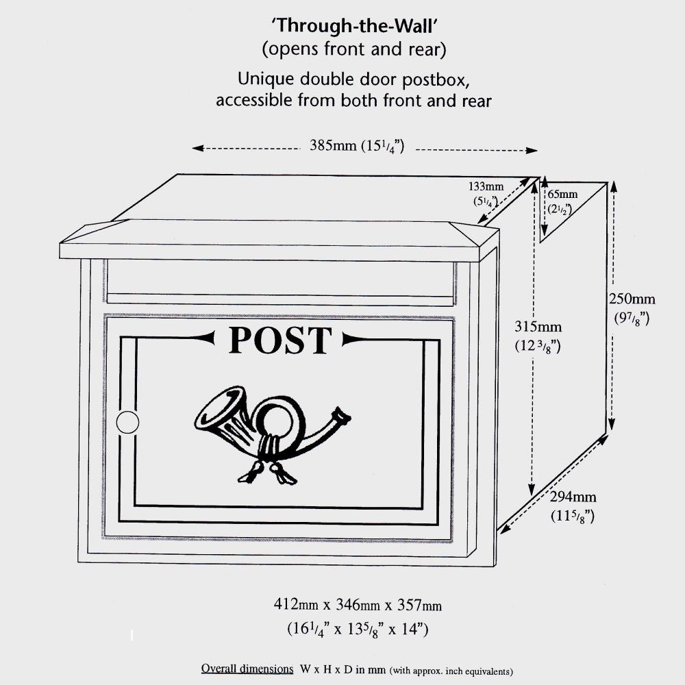 Paprika The Danube Through The Wall Cast Aluminium Letterbox Postbox - Antique Bronze