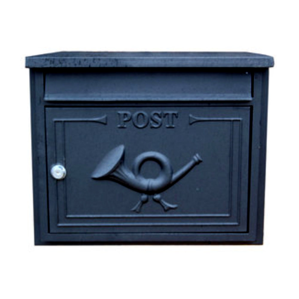 Paprika The Liffey Built-In Cast Aluminium Letterbox Postbox - Gloss Black