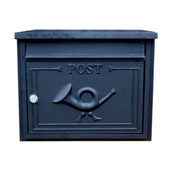 Paprika The Liffey Built-In Cast Aluminium Letterbox Postbox - Gloss Black