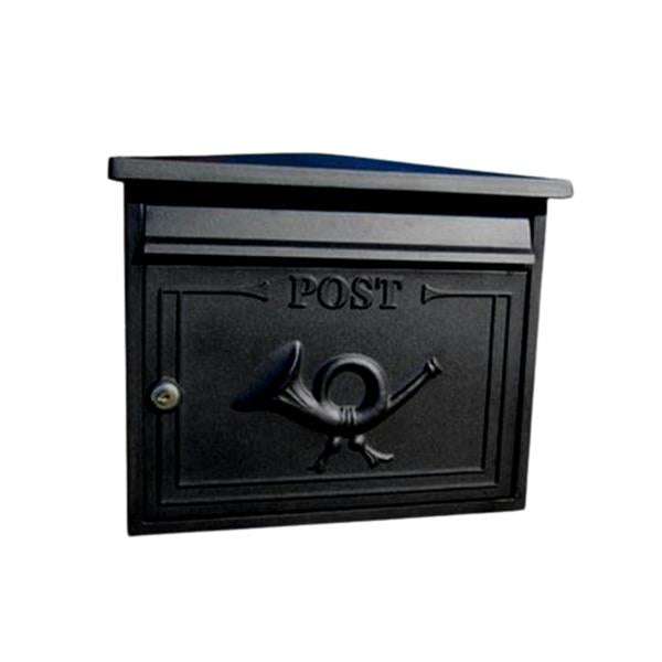 Paprika The Shannon Cast Aluminium Letterbox Postbox - Gloss Black