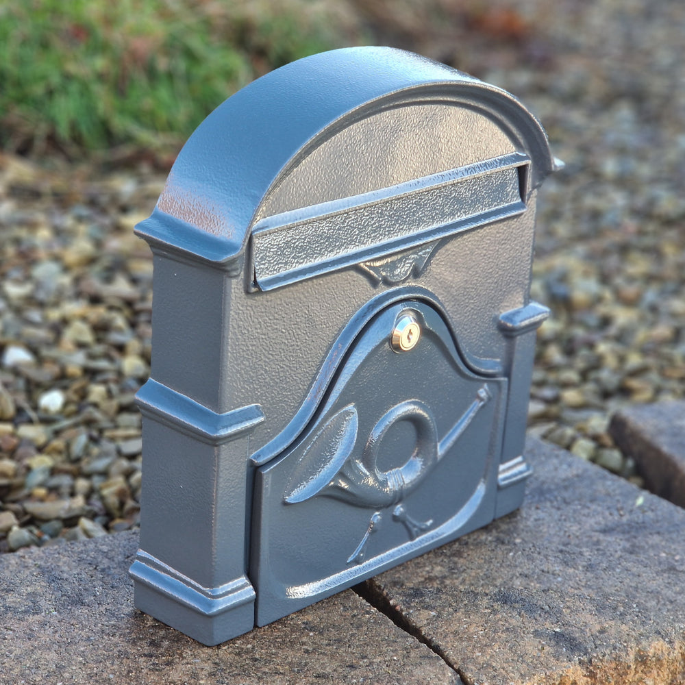 Paprika The Al Small Cast Aluminium Letterbox Postbox - Anthracite Antique Grey
