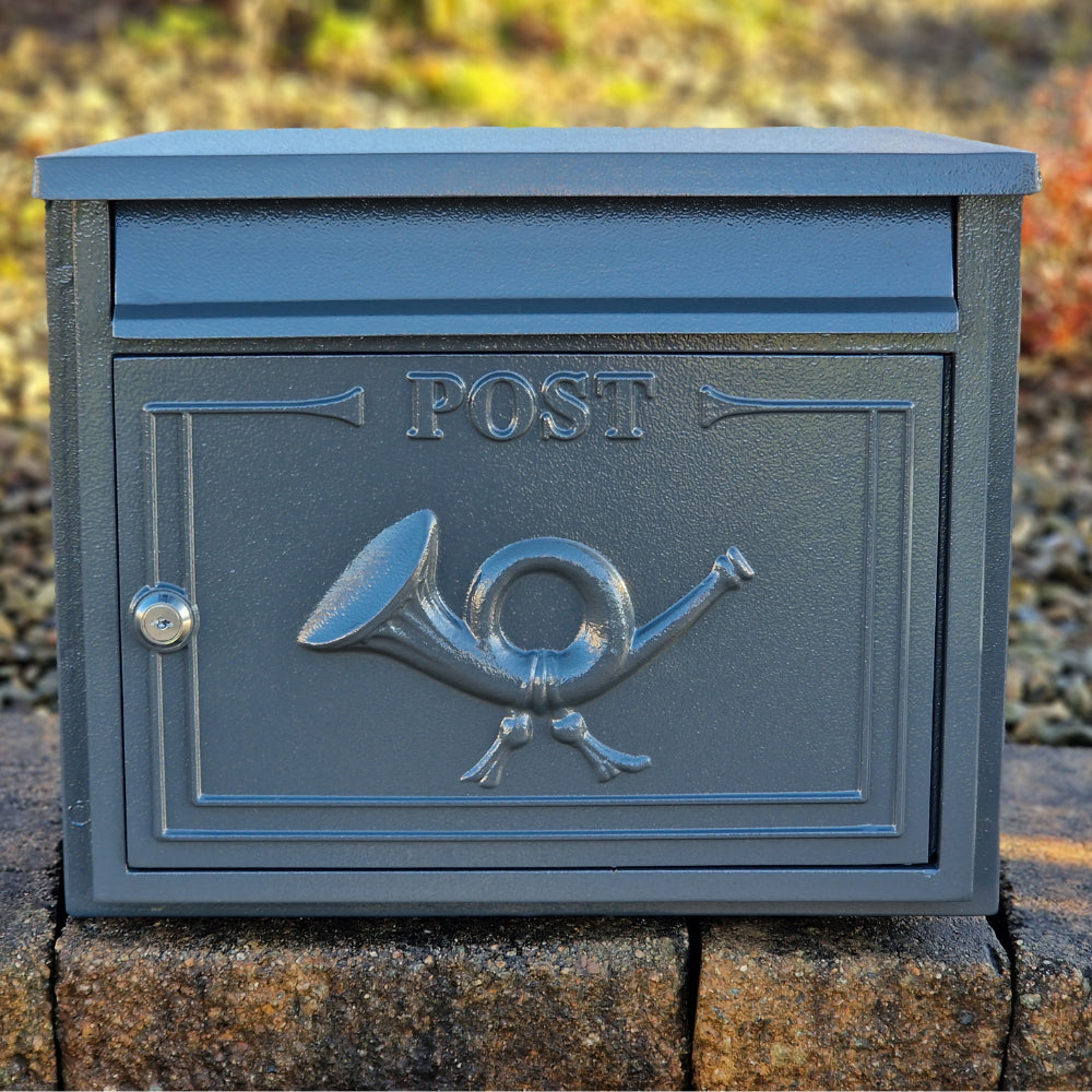 Paprika The Liffey Built-In Cast Aluminium Letterbox Postbox - Anthracite Antique Grey