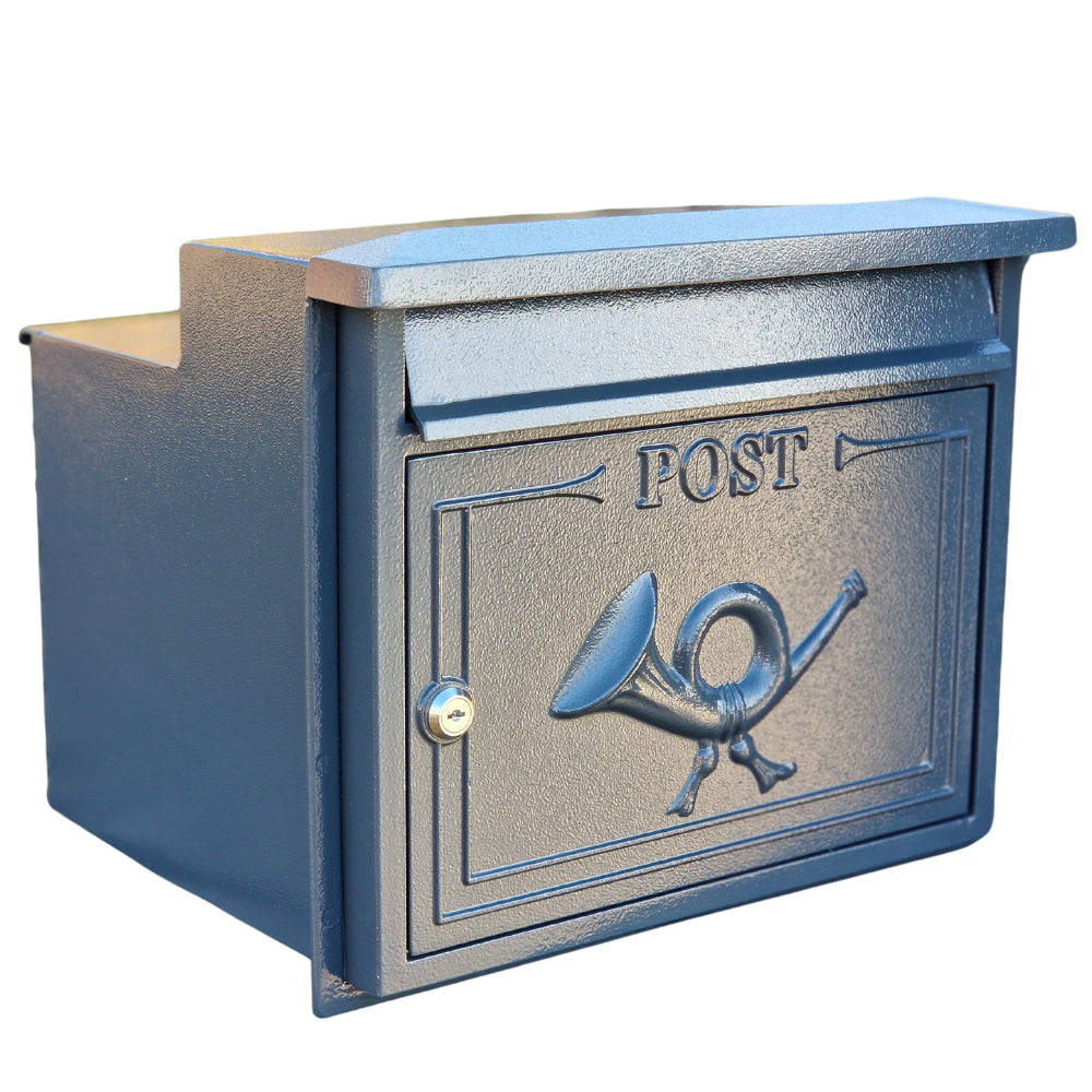 Paprika The Danube Through The Wall Cast Aluminium Letterbox Postbox - Anthracite Antique Grey