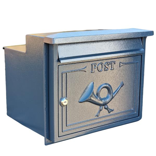 Paprika The Danube Through The Wall Cast Aluminium Letterbox Postbox - Anthracite Antique Grey