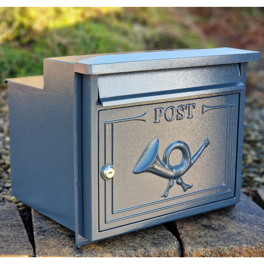 Paprika The Danube Through The Wall Cast Aluminium Letterbox Postbox - Anthracite Antique Grey