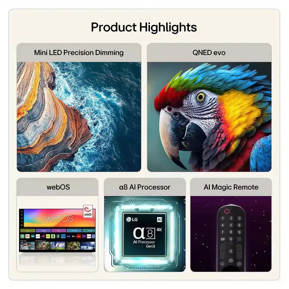 LG QNED86 55 Inch Mini LED Evo AI 4K Ultra HD Smart TV (2026) | 55QNED86B6B.AEI