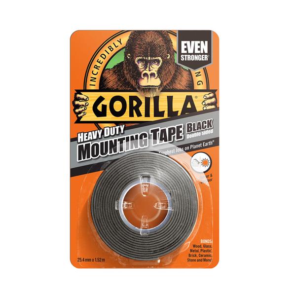 Gorilla Black Double Sided Mounting Tape 25mm x 1.52m