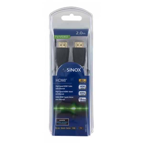 Sinox 2m High Speed 4K HDMI Cable Lead | TV Console