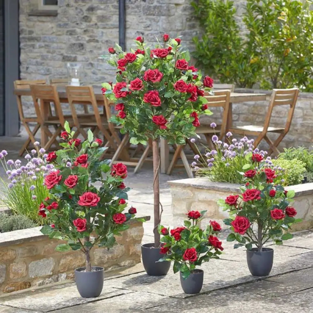 Smart Garden 60cm Artificial Regent's Rose Tree - Ruby Red