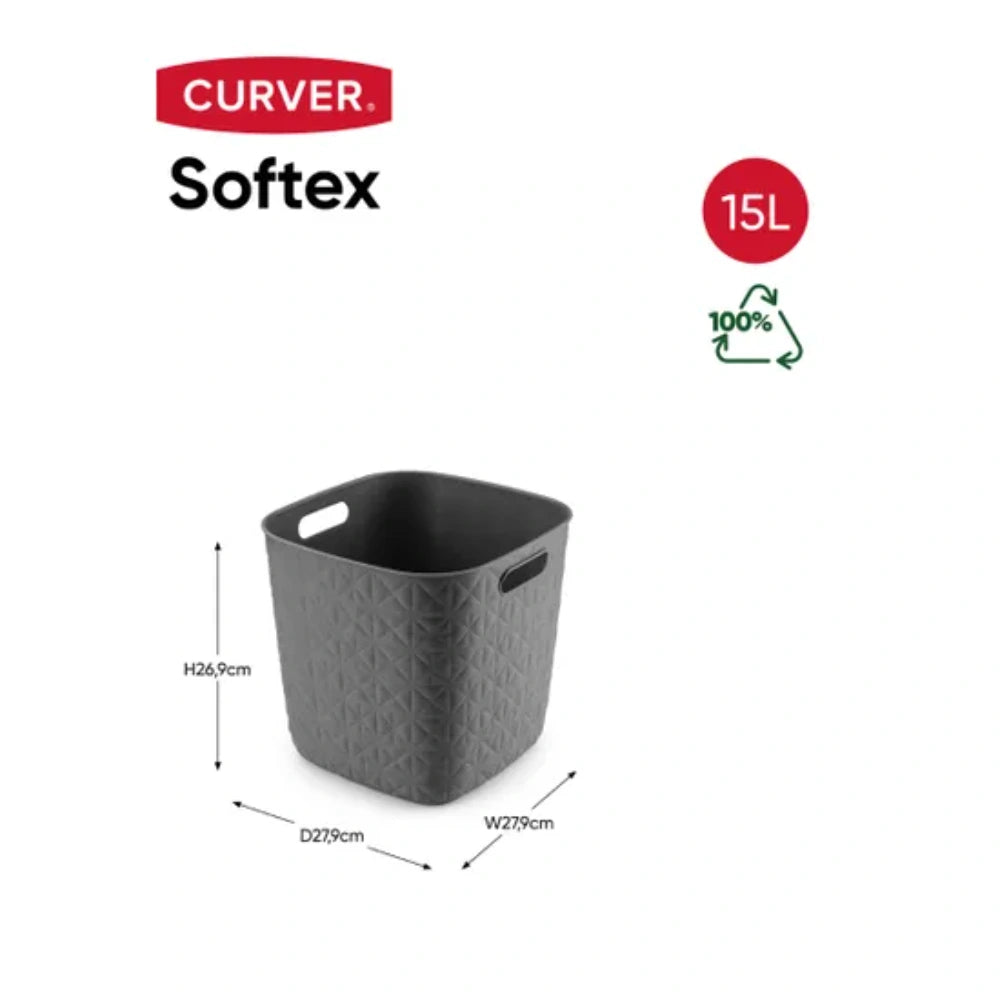 Curver Softex Cube 15 Litre Storage Box - Dark Grey | CUR260063